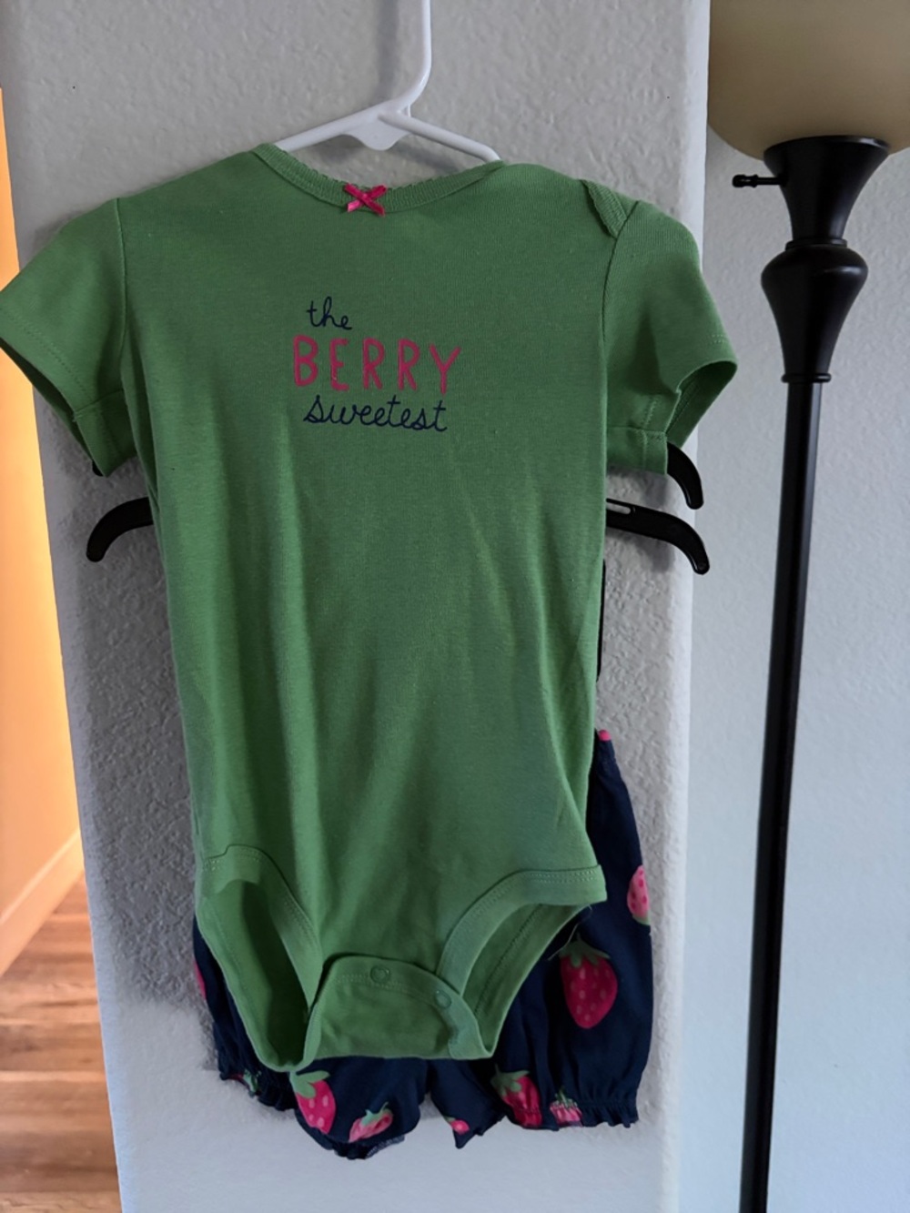 Carter's Green "The Berry Sweetest" Bodysuit and Navy Strawberry Shorts Set